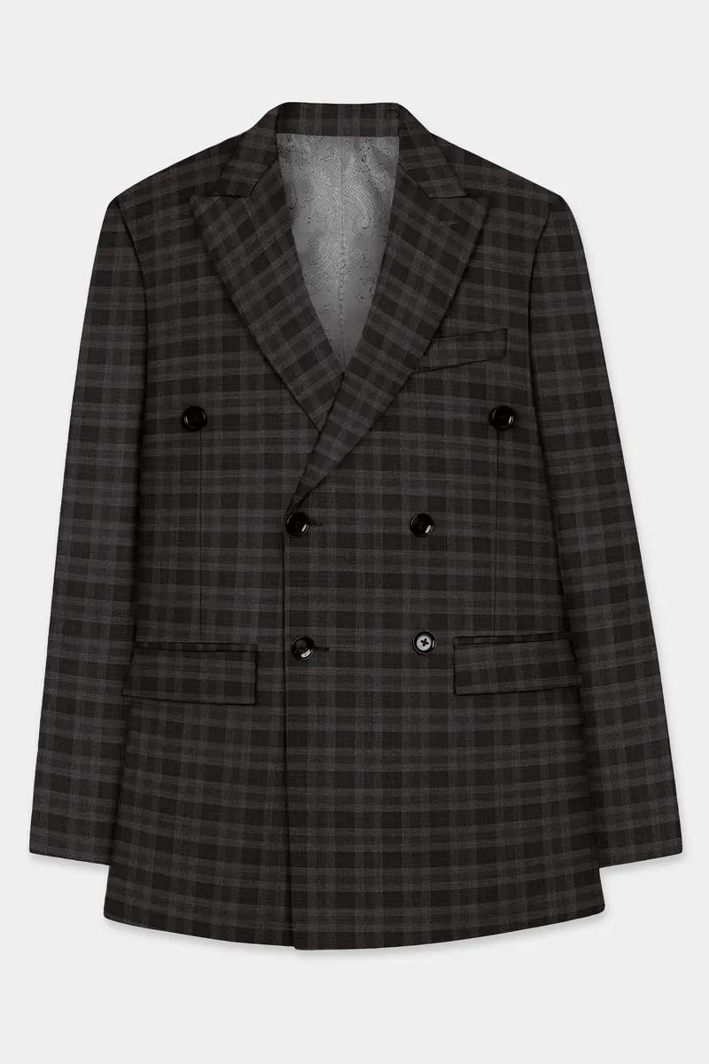 Zeus Brown With Emperor Plaid Wool Blend Double Breasted Suit 7