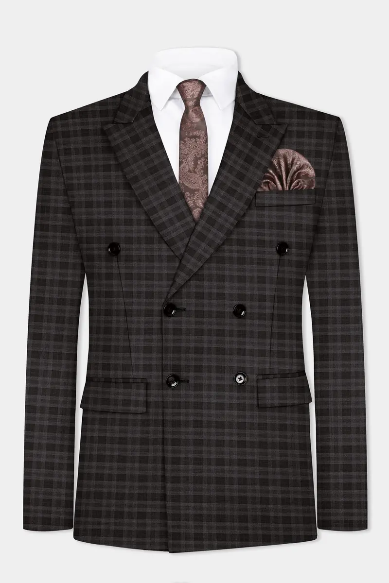 Zeus Brown With Emperor Plaid Wool Blend Double Breasted Suit 9