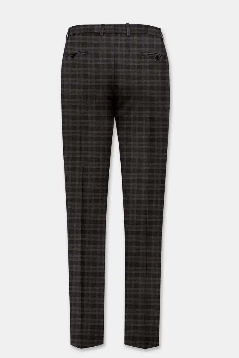 Zeus Brown With Emperor Plaid Wool Blend Stretchable Waistband Pant 4