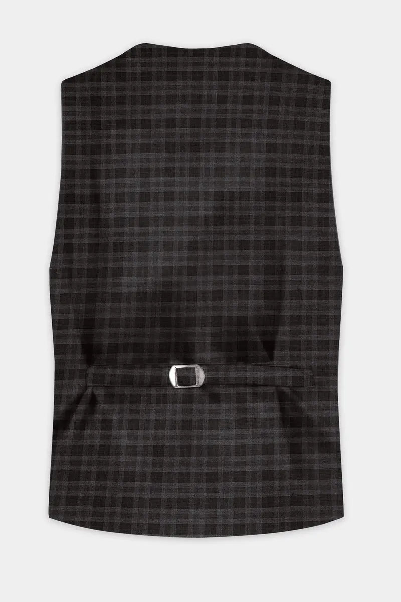 Zeus Brown With Emperor Plaid Wool Blend Waistcoat 4