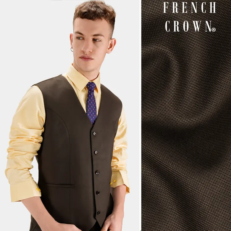 Zeus Brown Wool Rich Waistcoat 1