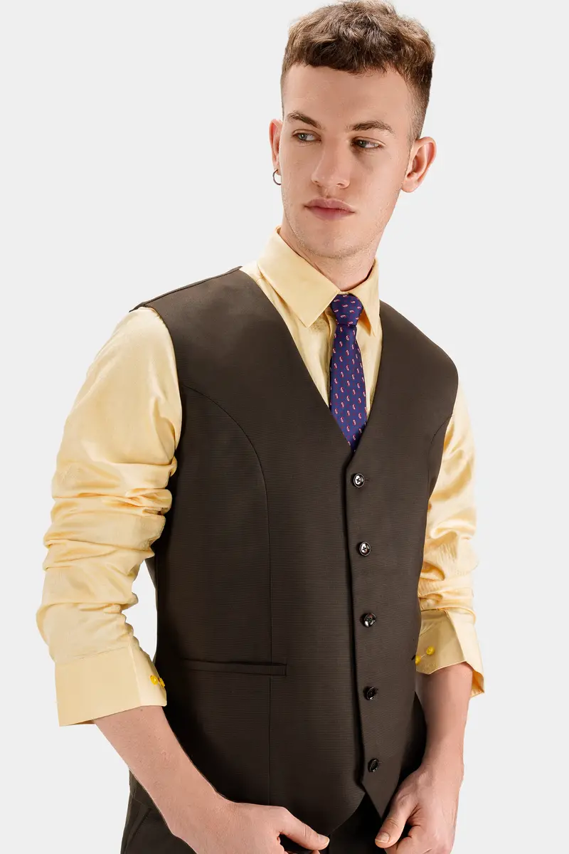 Zeus Brown Wool Rich Waistcoat 2