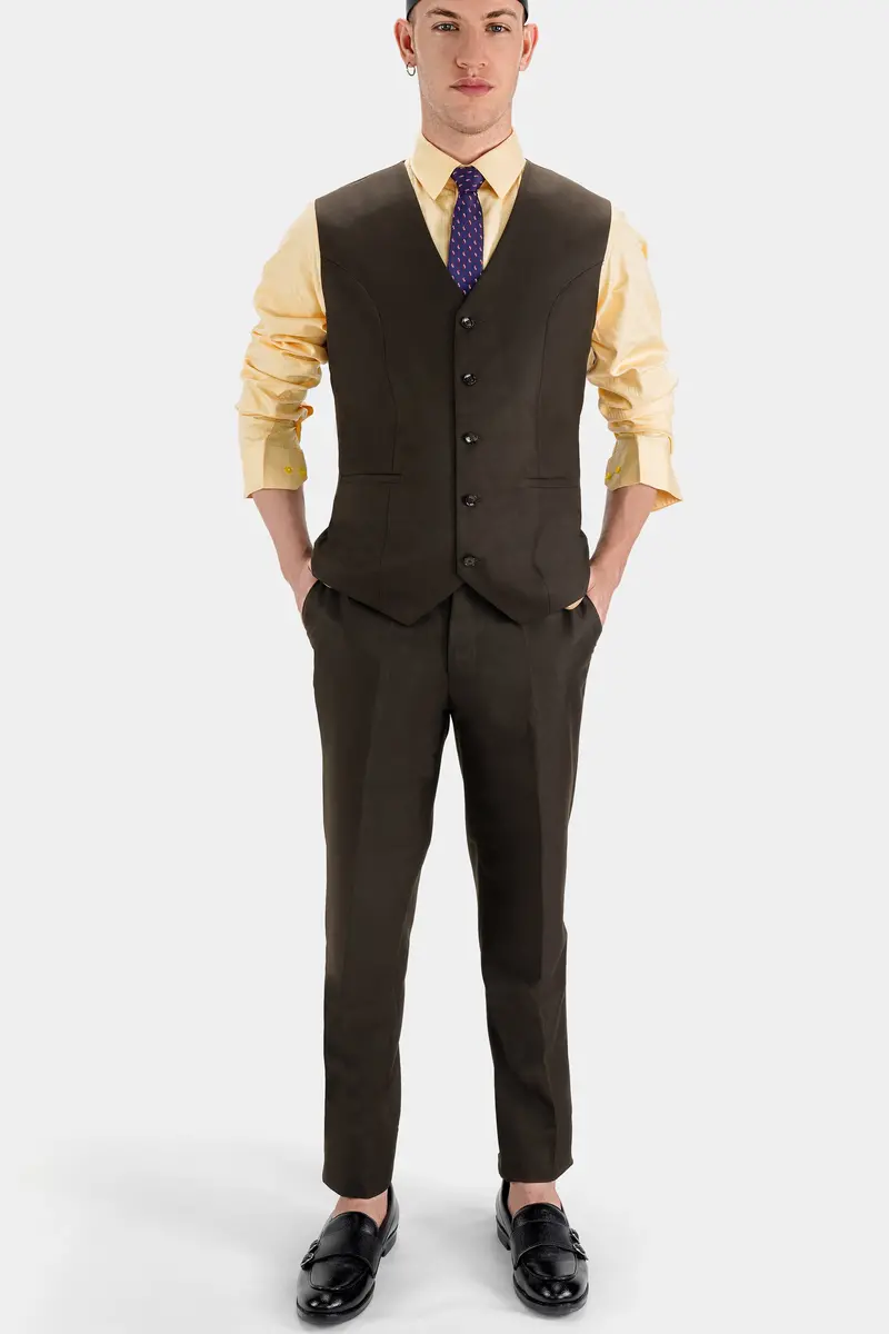 Zeus Brown Wool Rich Waistcoat 5