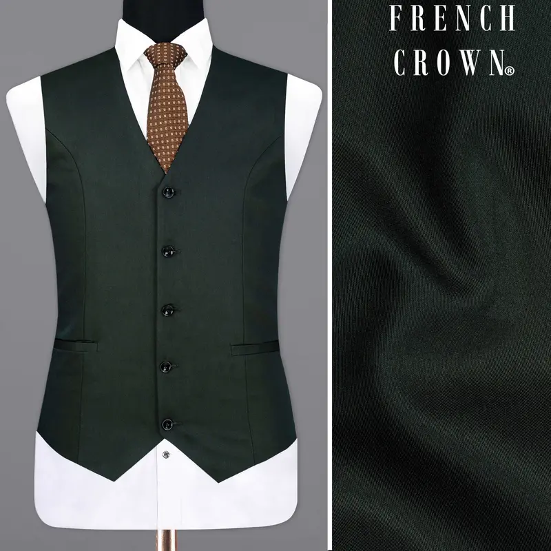 Zeus Dark Green Textured Waistcoat 1