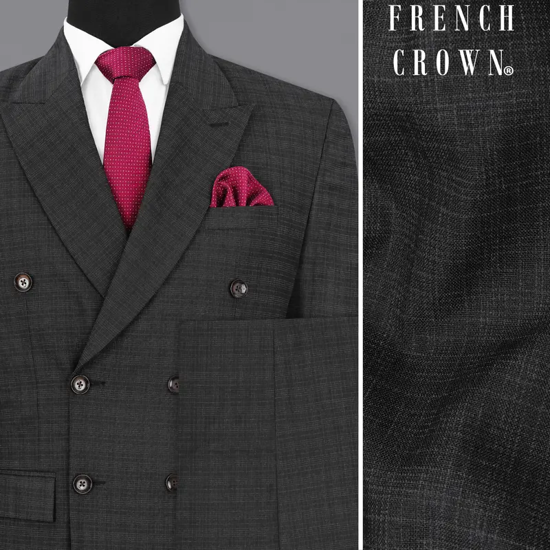 Zeus Gray Plaid Double Breasted Suit 1