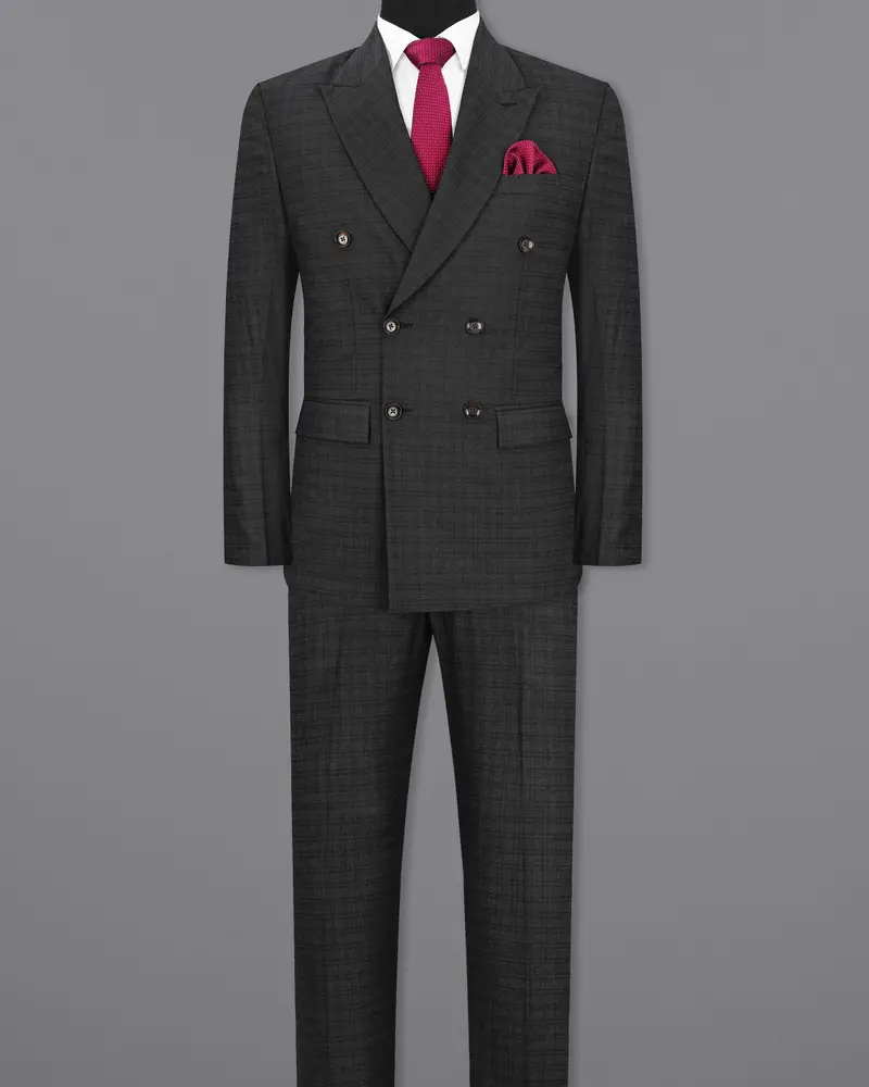 Zeus Gray Plaid Double Breasted Suit 4