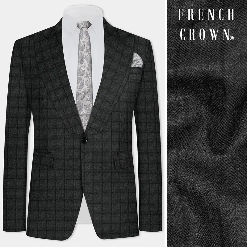 Zeus Gray Plaid Tweed Blazer 1
