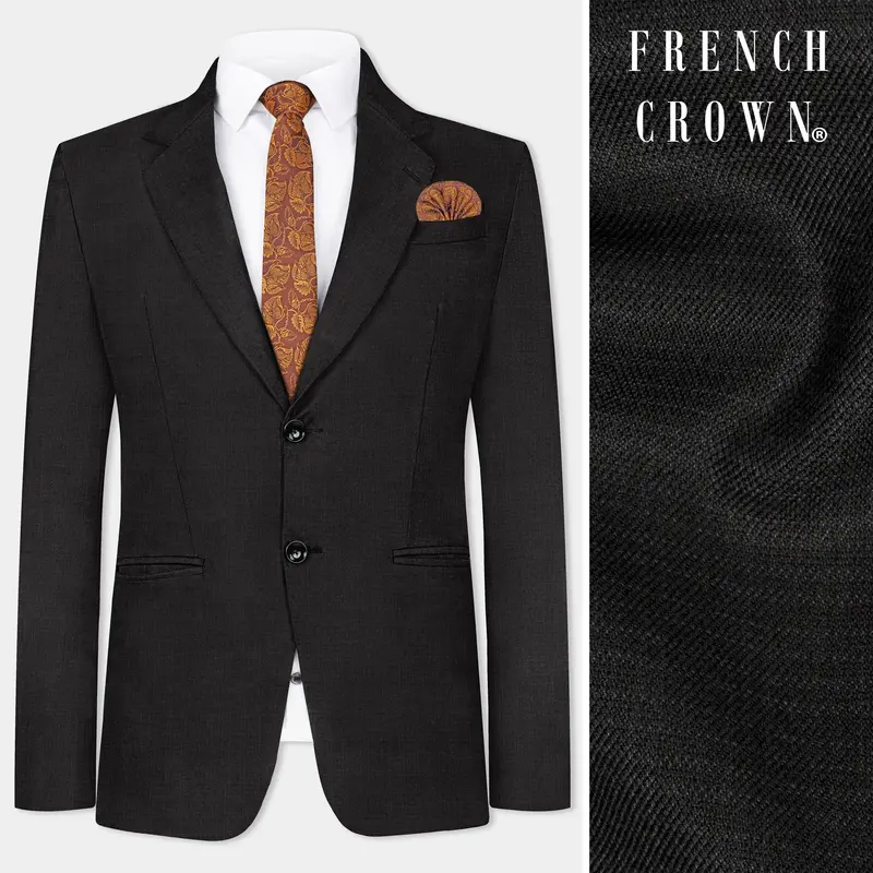 Zeus Gray Textured Wool Rich Blazer 1