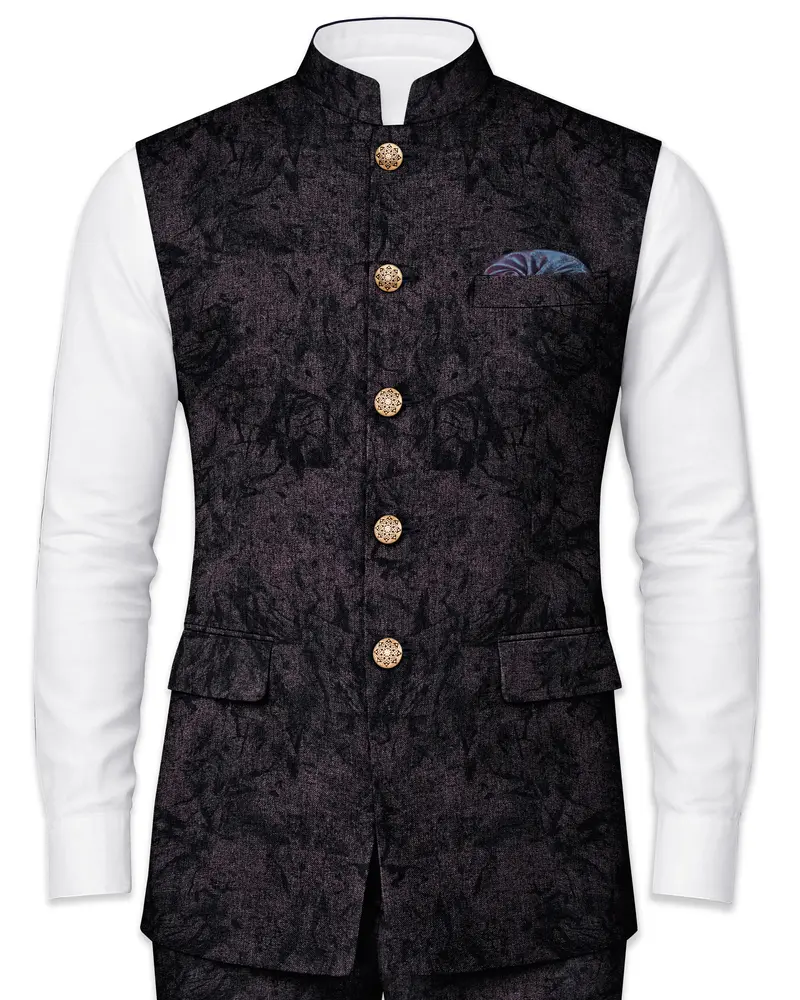 Zeus Pink Printed  Nehru Jacket 1