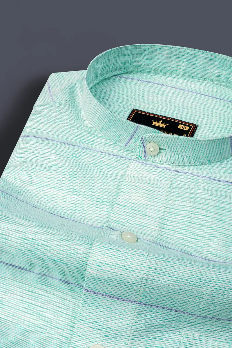 Ziggurat Striped Chambray Textured Premium Cotton Shirt 1
