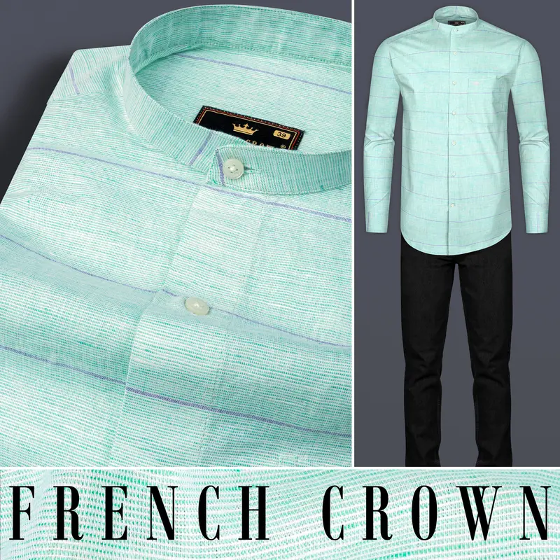 Ziggurat Striped Chambray Textured Premium Cotton Shirt 10