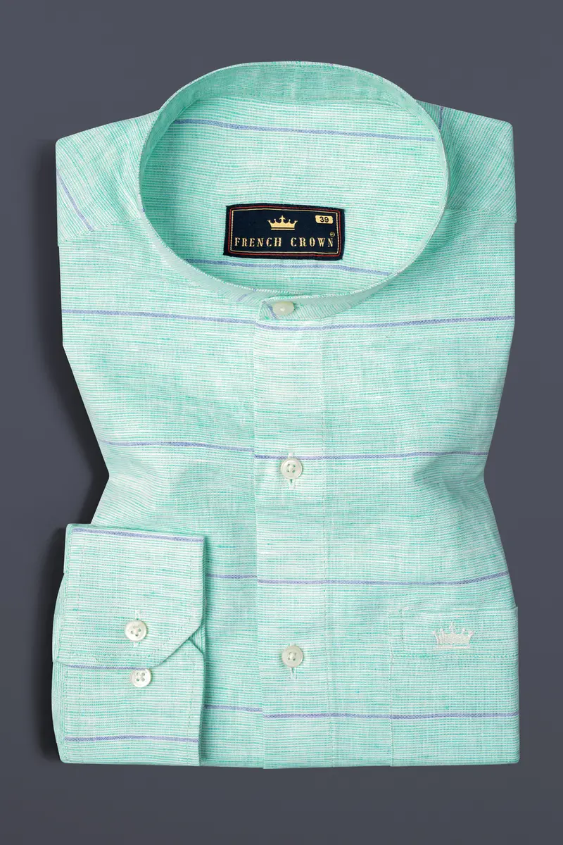 Ziggurat Striped Chambray Textured Premium Cotton Shirt 3