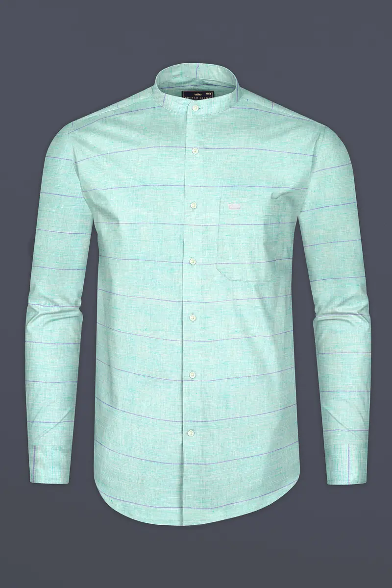 Ziggurat Striped Chambray Textured Premium Cotton Shirt 4