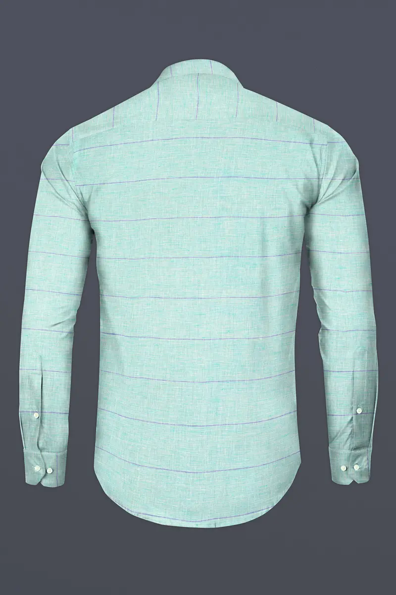 Ziggurat Striped Chambray Textured Premium Cotton Shirt 5