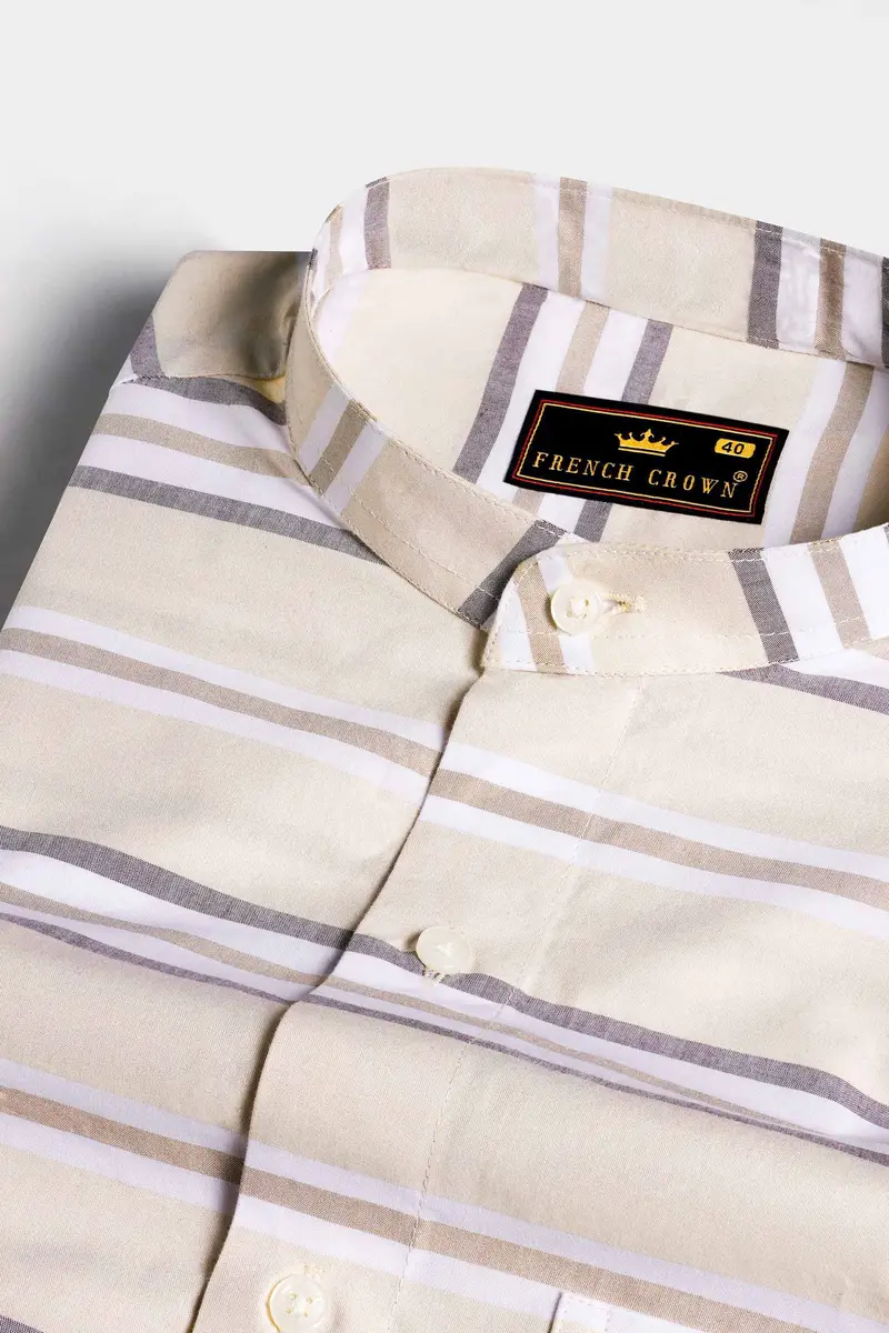 Zorba Brown And White Striped Royal Oxford Shirt 1