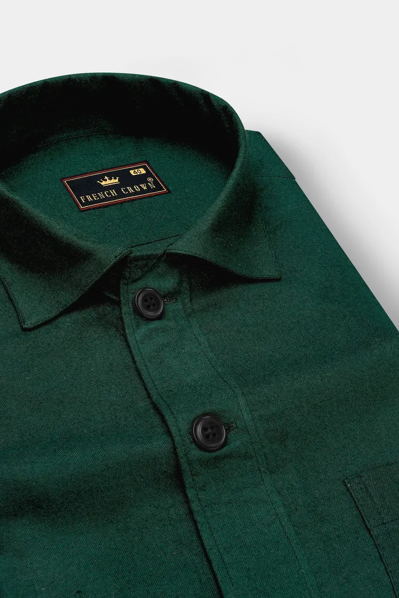 Zucchini Dark Green Twill Premium Cotton Designer Overshirt/Shacket 4