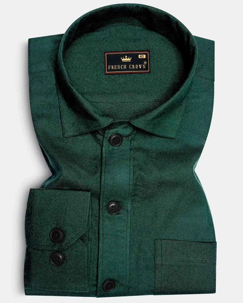 Zucchini Dark Green Twill Premium Cotton Designer Overshirt/Shacket 8