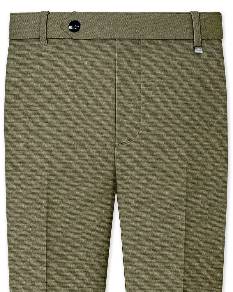 Zyren-Finch Green Luxurious Linen Stretchable Waistband Pant 1