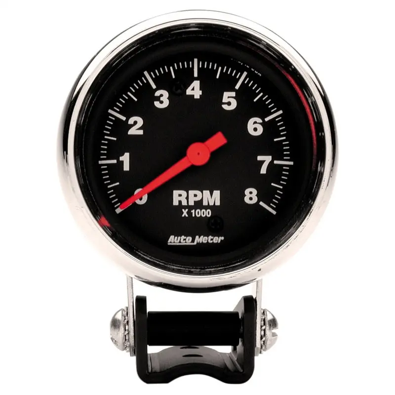 Autometer Traditional Chrome 2-5/8-Inch Tachometer — 8,000 Rpm Range With Pedestal Mount 1