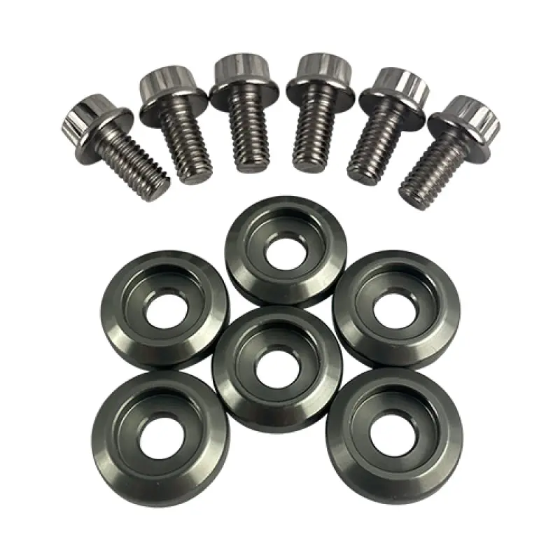 Blox Racing M6 12-Point Fender Washer Kit – Gunmetal, 6-Piece Large-Diameter Set 1