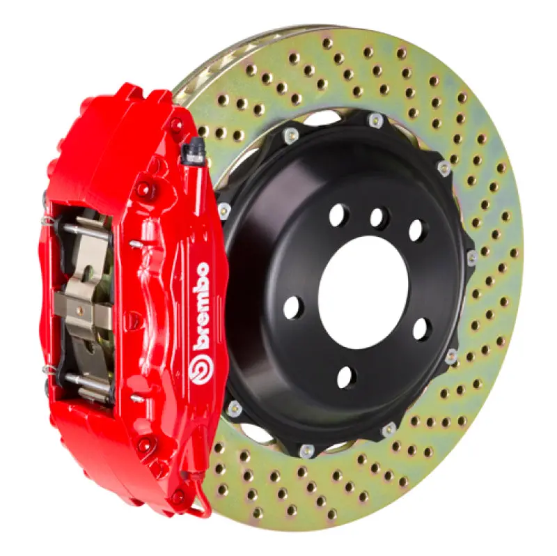 Brembo 05-13 Corvette Front Gt Bbk 4 Piston Cast 2Pc 355X32 2Pc Rotor Drilled-Red 1