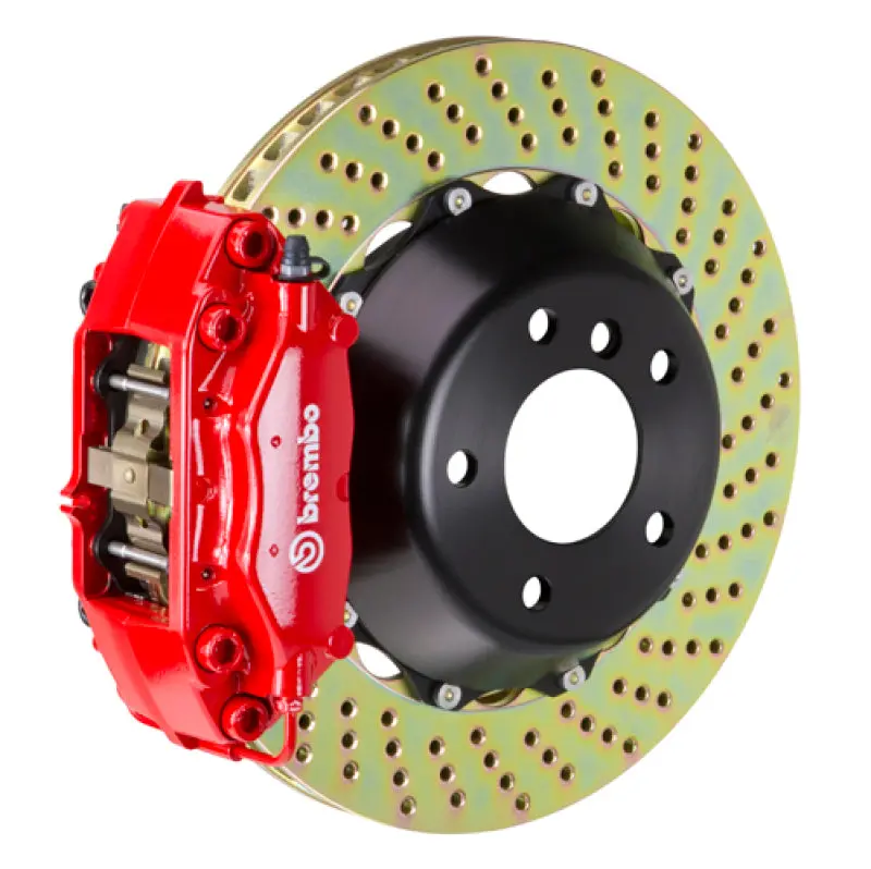 Brembo 06 330I Excl Xdrive Rear Gt Bbk 4 Piston Cast 2Pc 345X28 2Pc Rotor Drilled-Red 1