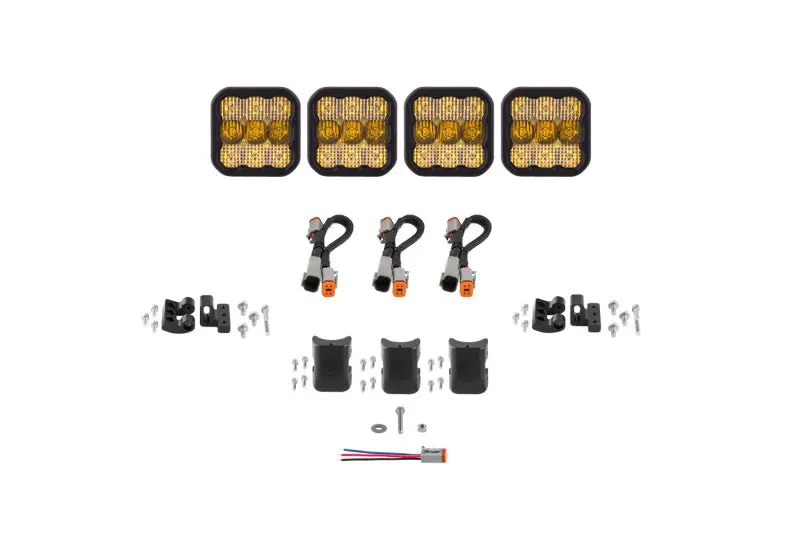 Diode Dynamics Ss5 Pro 4-Pod Universal Lightbar – Yellow Combo Beam, Crosslink Enabled 1