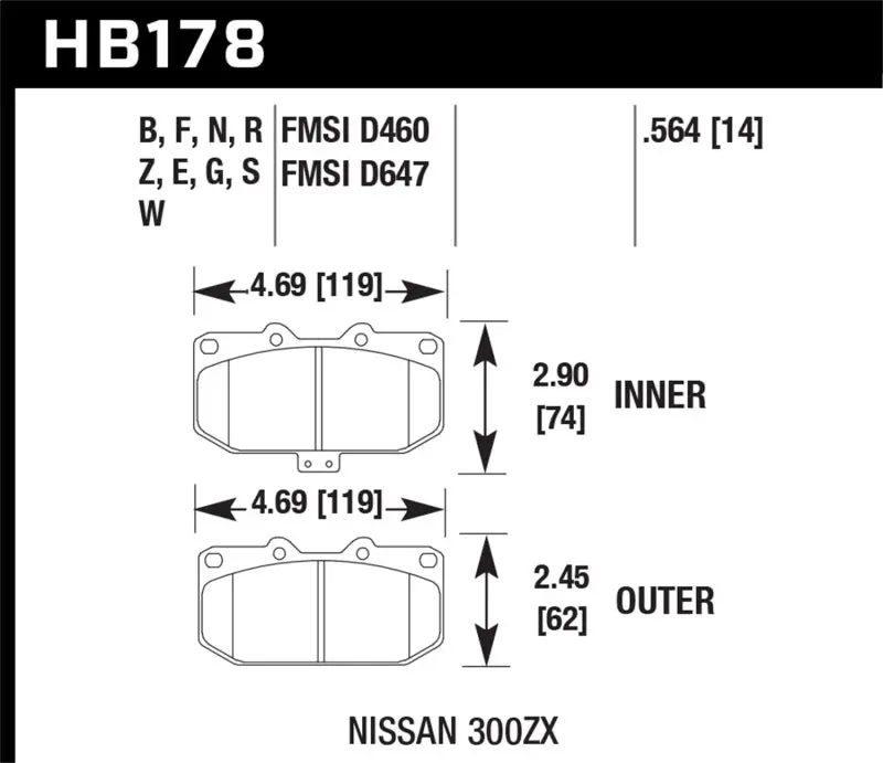 Hawk Hps Street Front Brake Pads – Compatible With 2006–2007 Subaru Wrx, 1989–1996 Nissan 300Zx, And 1989–1993 Skyline Gt-R 1