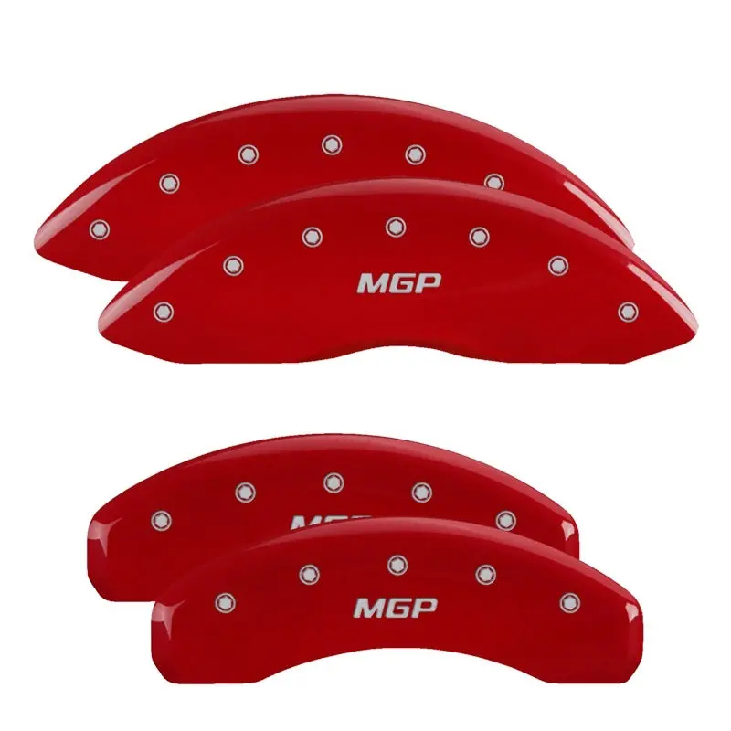 Mgp 4 Caliper Covers Engraved Front & Rear Denali Red Finish Silver Ch 1