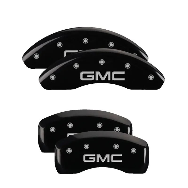 Mgp Engraved 4-Piston Caliper Covers — Front & Rear, Black Finish With Silver Char For 2019 Gmc Terrain 1