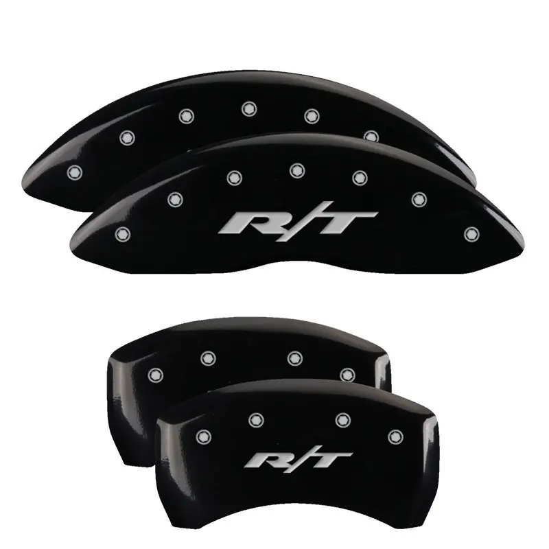Mgp Engraved Caliper Covers — Front & Rear, Stripe-Free Durango Black Finish With Silver Accent For Compatible Vehicles 1