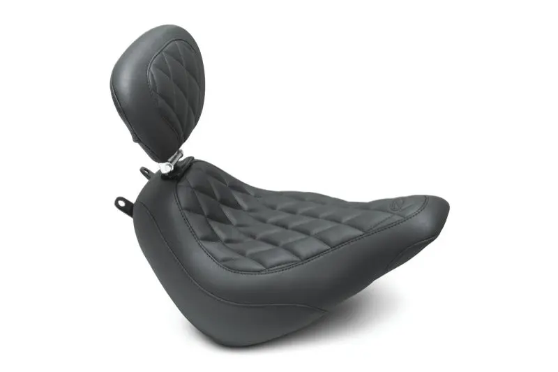 Mustang 18-21 Harley Heritage Classic, Deluxe Wide Tripper Solo Seat W/Driver Backrest - Black 1