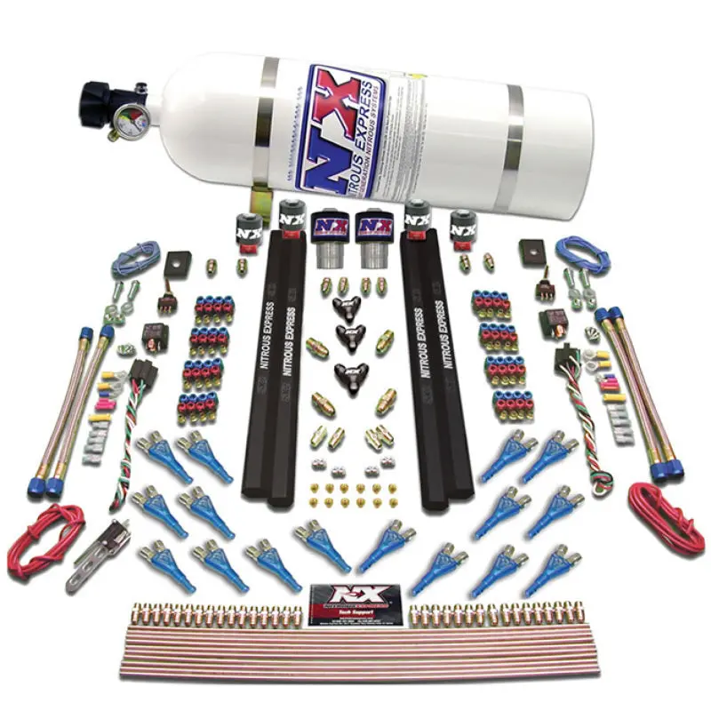 Nitrous Express Shark Dual-Stage Nitrous System – 16-Port Kit (200–1200 Hp) W/ 10-Lb Bottle 1