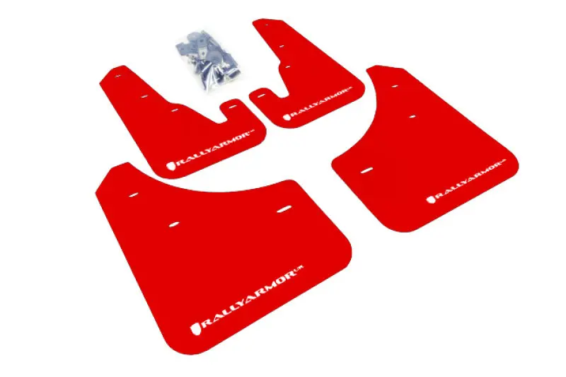 Rally Armor Red Ur Mud Flaps For 2004–2009 Mazda3 And Mazdaspeed3 – White Logo Design 1