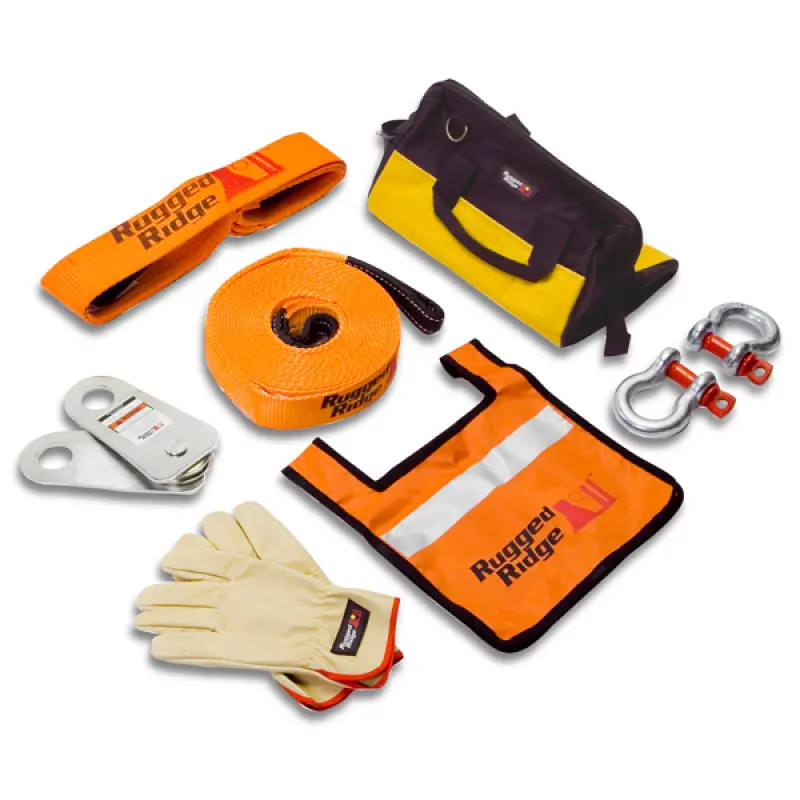 Rugged Ridge Xhd Recovery Gear Kit – 20,000 Lb Capacity Winch Accessories Bundle 1