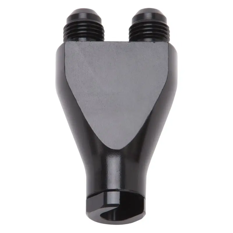 Russell Performance Billet Y-Block Adapter: Dual 3/8" Sae Quick Disconnects With -6An Male Flare – Black 1