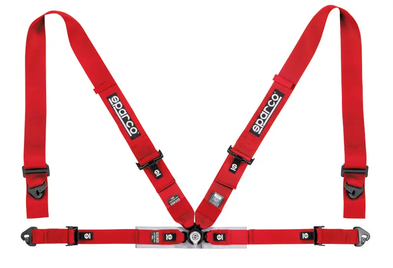 Sparco 4-Point Racing Harness — 3" Shoulder / 2" Lap Belts, Competition-Grade, Red 1